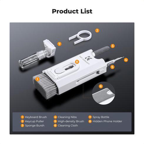 K&F Concept 8-in-1 Airpods Electronic Cleaning Kit, Multifunctional Tool for iPhone, AirPods, MacBook, iPad