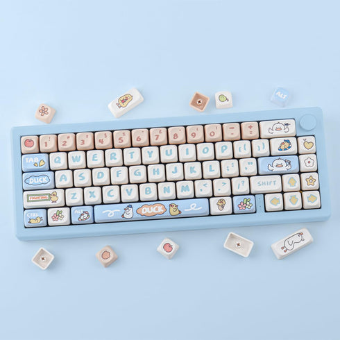 PBT Keycaps 139 Keys Duck Cute Keycap Set, MOA Profile Custom Dye-Sublimation for Cherry Gateron MX Switches