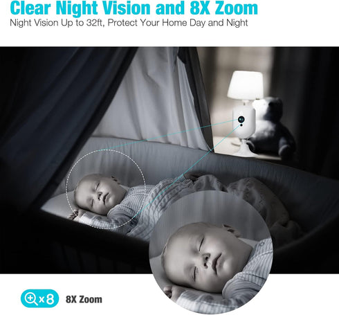 VIMTAG Indoor 2.5K/4MP HD WiFi Camera for Home Security, AI Human/Sound/Motion Detection, Night Vision, 2-Way Audio
