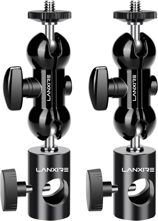 Light Stand Mount Adapter (2 Packs) with Double Ball Head, Compatible with Ring Light, Max Load 4.4lb/2kg