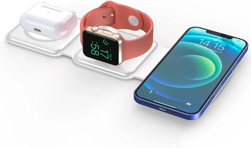 Magnetic Wireless Charging Station 3-in-1, Foldable Fast Charger for iPhone 15/14/13/12 Pro Max, Smart Watch and Ear