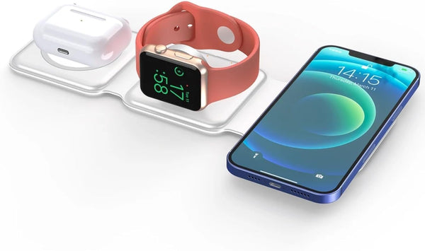 Magnetic Wireless Charging Station 3-in-1, Foldable Fast Charger for iPhone 15/14/13/12 Pro Max, Smart Watch and Ear