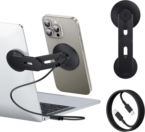 MAGDIGITEH Laptop Phone Holder, Magnetic Phone Stand 15W Fast Wireless Charger for MagSafe