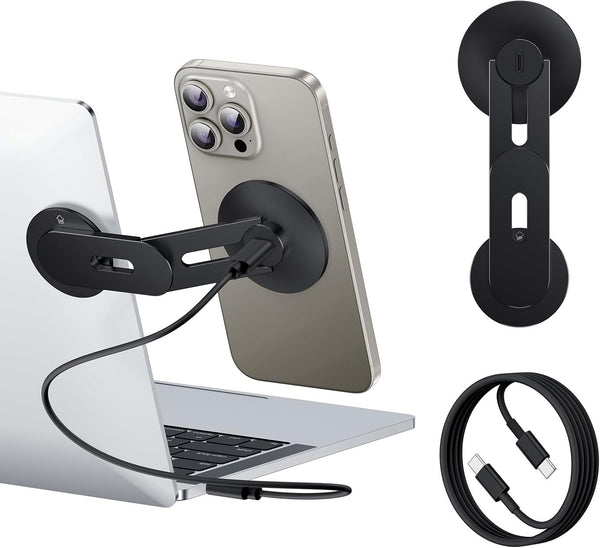 MAGDIGITEH Laptop Phone Holder, Magnetic Phone Stand 15W Fast Wireless Charger for MagSafe