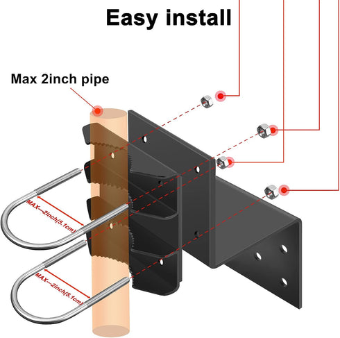 EXDLBFU 6 Antenna Mount Outdoor Antenna Pole Mast Mount Bracket- Heavy Duty Steel with U-Bracket Assembly + Screws