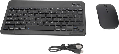 Bluetooth Keyboard Mouse Combo for PC Tablet Phone, Ultra Slim Portable Rechargeable USB Keyboard and 1600DPI Mouse