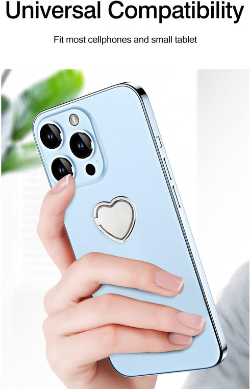Wansurs 2 Packs 360 Glossy Finish Love Heart Shaped Cell Phone Ring Holder Stand, Degree Rotation Finger Ring Kickstand