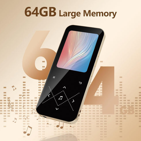 AGPTEK 64GB MP3 5.3, 2.4 inch 64GB, 128GB Player with Bluetooth Screen Portable Music Player with Speaker, FM Radio