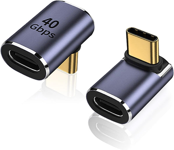 AreMe 90 Degree USB-C Male to Female Adapter, 2 Pack Right Angle 100W Type-C Extender for Steam Deck, Notebook, Tablet