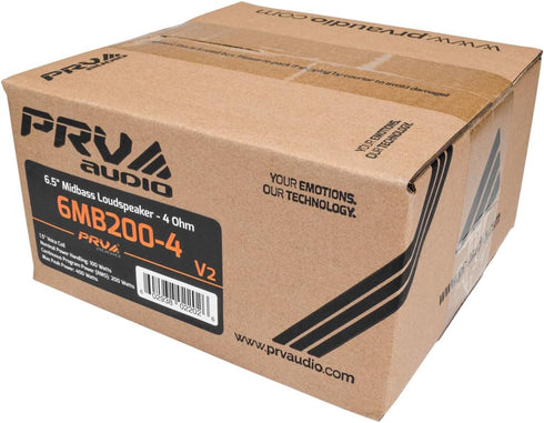 PRV AUDIO 6 Inch Midbass Speaker 6MB200-4 v2 4 Ohms - 200 Watts, 93.5 dB, 1.5" Voice Coil for Pro Audio