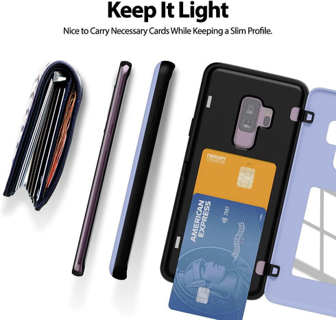 GOOSPERY Card Holder Wallet Case for Samsung Galaxy S9 Plus (2018), Magnetic Door Closure, Protective Dual Layer Bumper