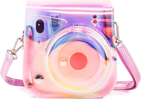 Illusion-colour Camera Case for Fujifilm Instax Mini 11/9/8, Adjustable PVC Protective Cover Sling Bag