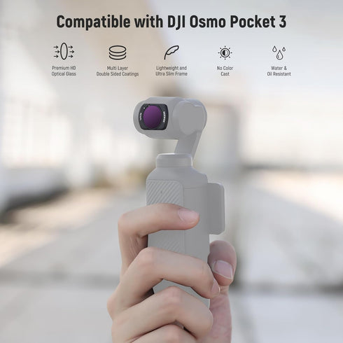 NEEWER Magnetic ND/PL Filter Set for DJI Osmo Pocket 3 Creator Combo, 4 Pack ND8/PL ND16/PL ND32/PL ND64/PL with 2 LCD