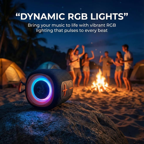 iphoenix IP160 IPX6 5 12H Portable Bluetooth Speaker, Stereo Sound & Deep Bass, Waterproof, Dynamic RGB Lights