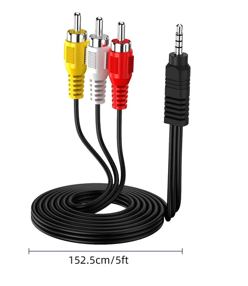 AV Cable, 3.5mm to RCA Camcorder Handycam AV Audio Video Output Cable for TV, Smartphones, Speakers - 5ft