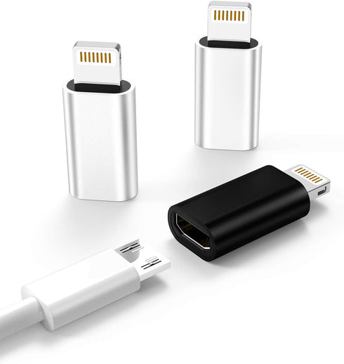 Zoyuzan Micro USB to Lightning Adapter 3-Pack for iPhone 5s, 6, 7, 8, X, XR, XS, 11, 12, iPad Connector.