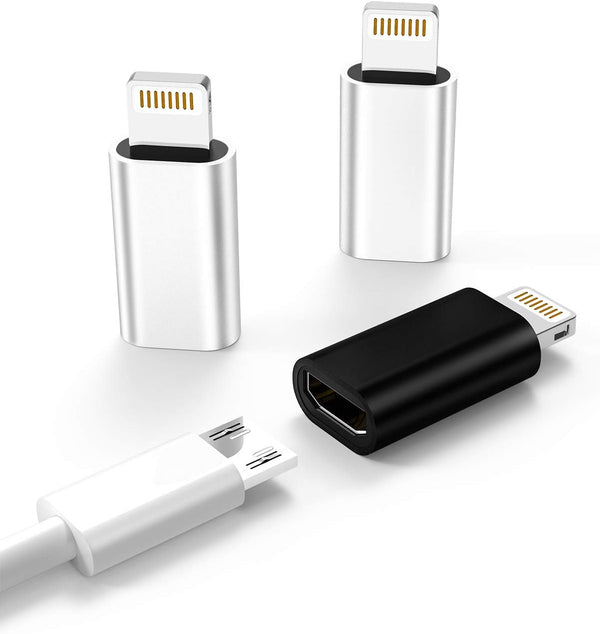Zoyuzan Micro USB to Lightning Adapter 3-Pack for iPhone 5s, 6, 7, 8, X, XR, XS, 11, 12, iPad Connector.