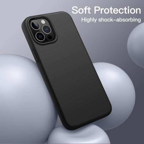 JETech Silicone Case for iPhone 12 Pro Max, Silky-Soft Touch Full-Body Protective Phone Case, Shockproof Cover (Black)