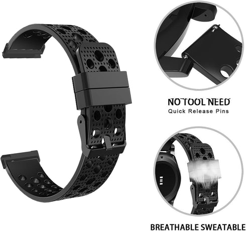 Ticwatch Pro 5 Smartwatch Bands Compatible, Silicone Replacement Sport Strap with Metal Buckle for Android Smartwatch