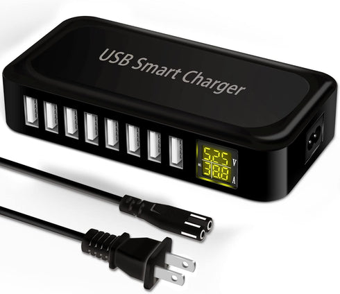 USB Charging Station Ziwodiv 8-Port 60W/12A USB Charger Hub, Compact Desktop Charger for iPhone, iPad, Samsung