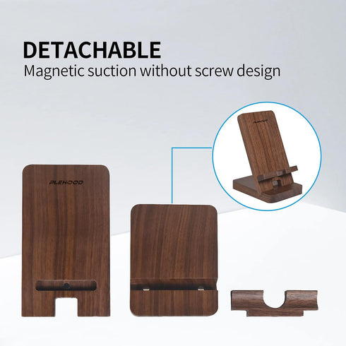 Plehood Wood Phone Stand, Desktop Wooden Phone Holder, Portable Office Phone Stand for Desk, Wood ipad Stand