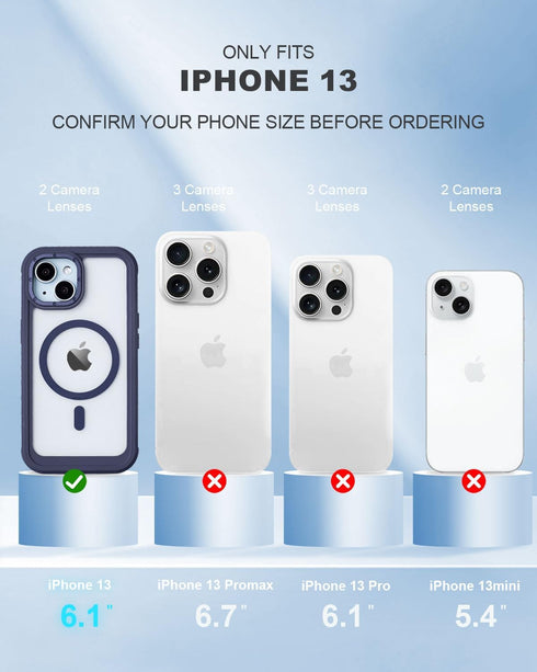 yowtrey 13 2 13 Defender for Clear iPhone Case with Belt Clip Holster + Screen Protectors, Compatible with MagSafe