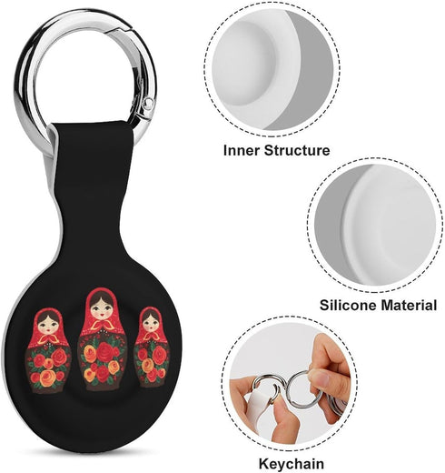 Generic Russian Nesting Dolls Funny Cover Compatible with AirTag Case Protector GPS Tracker Holder with Keychain
