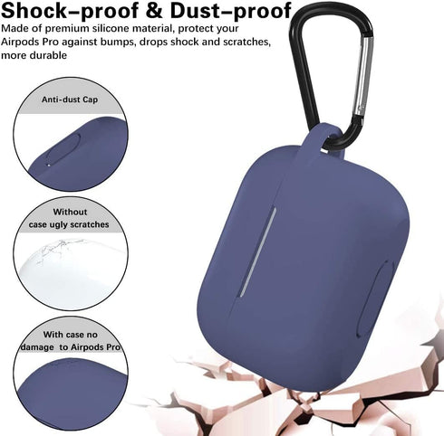Lerobo Compatible with AirPods Pro Case - Waterproof Silicone Cover, Supports Wireless Charging, Blue Gray