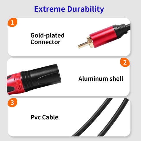 Dual XLR Male to RCA Cable 5Ft, Heavy Duty 2 XLR Male to 2 RCA Male HiFi Stereo Audio Connection Microphone Cable.…