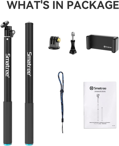 Newest 86.6 Inch Selfie Stick for G*Pro 13/12/11/10/9/8/7/6/5, DJI Osmo Action, Insta 360 Camera Telescopic Monopod