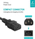 Narpendu 3-Prong 6 (1.82 Universal AC Power Cable for Computer, TV, Monitor and More, Feet Meters), Black