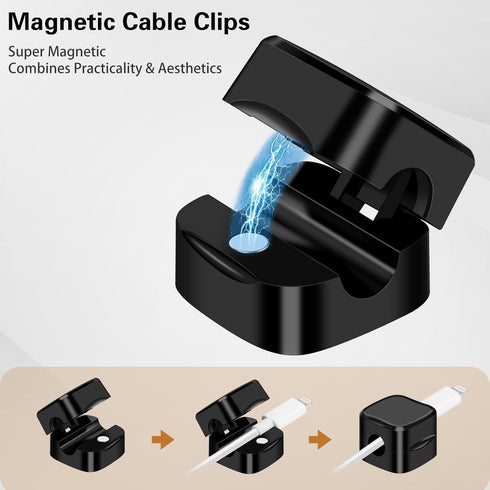 Grizzly Supply 8 Pack Magnetic Cable Clips, Cord Organizer for Desk, Under Desk Cable Management, Strong Adhesive Wire
