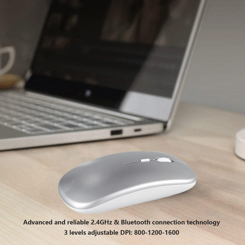 Wireless Bluetooth Mouse for Apple iPad, iPhone, MacBook, Android, Samsung Tablet, Dual-Mode Rechargeable Portable Mice