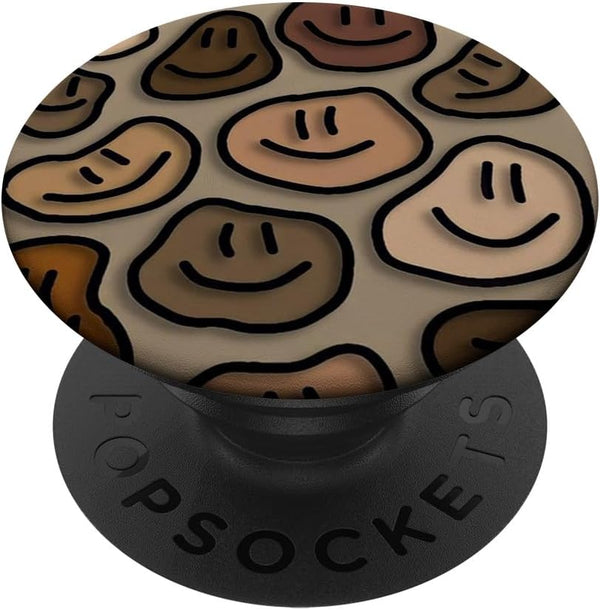 PopSockets Adhesive PopGrip - Trippy Liquid Swirl Dripping Art Aesthetic Beige Smile Face