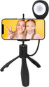 XTREME XCA21019BLK 2 1 3 LED Smartphone Extendable Selfie Mount in Led Selfie Stick White Lighting Levels, Tripod