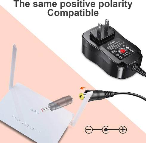 SoulBay 36W Universal AC Adapter 3V-12V Multi Voltage Switching DC Power Supply Transformer with 8 Adapters