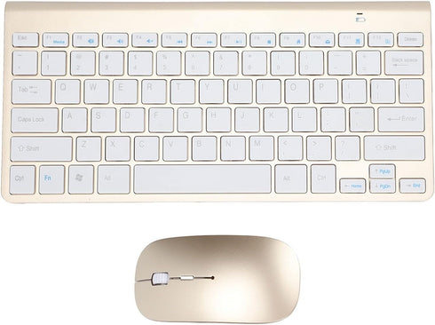 Keyboard Mouse Combo Set, 78 Keys Portable 2.4Ghz Kit with 4 Nonslip Foot Pads for Windows Notebook Desktop (Gold)