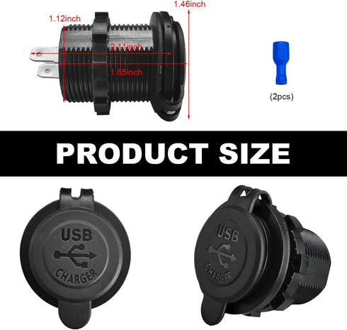 SHMZK 4.2A 12V/24V 2.1A 2.1A Dual USB Charger Socket, Waterproof Power Outlet & Quick Charge Socket, USB Charger Socket