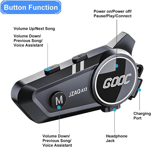 Motorcycle Helmet Bluetooth Headset, Noise Cancellation Speakers for 2 Riders, Communication Systems for Riding