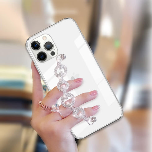Bonitec Clear Bracelet Case Compatible with iPhone 12 Pro Max, 3D Glitter Sparkle Bling Strap, Luxury Protective Cover
