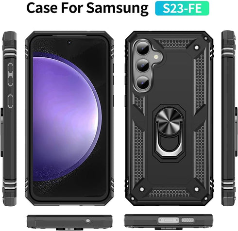 Yiakeng Military Grade Protective Case for Samsung Galaxy S23 FE, with HD Screen Protector, Black