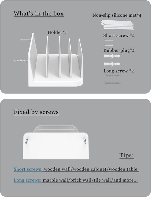 NOTMBESTM 4-Slot Wall Mount Phone Holder for Smartphones and Tablets, Phone Shelf with Docking Station Compatible