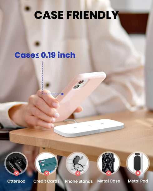 2 in 1 Wireless Charger, Wireless Charging Pad for Multiple Devices, Compatible with iPhone 14/13/12/11, AirPods
