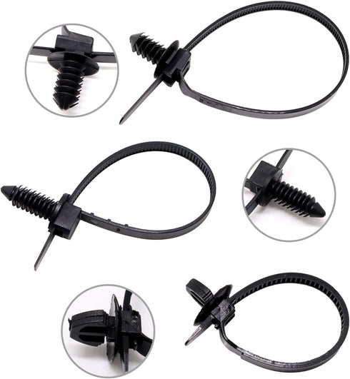 Push Mount Wire Ties, Snap in Zip Tie Automotive Clips Nylon Wire Harness Clips 3 Sizes of Cable Ties for Engine Bay Zip Tie Kit 150pcs by BENLIUDH