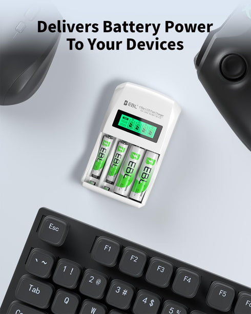 EBL 907 LCD Battery Charger Smart Individual AA AAA Rechargeable Battery Charger for Ni-MH Ni-CD Rechargeable Batteries