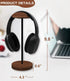 Headphone Holder Stand for Desk, Wood and Metal Headset Hanger Mount Hook Gaming Holder Desktop Earphone Artful Functional Craftsmanship Stand for All Headsets with Solid Wooden Base