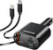 SUPERONE Retractable Car Charger for iPhone, 4 in 1 USB C Adapter with Dual Lightning Cables, PD 60W Fast Charging