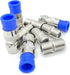 CKANDAY 10 Pack RG6 F Type Compression Connector + 10 Pcs Coaxial Cable Extender, Blue/Silver Female to Female Adapter