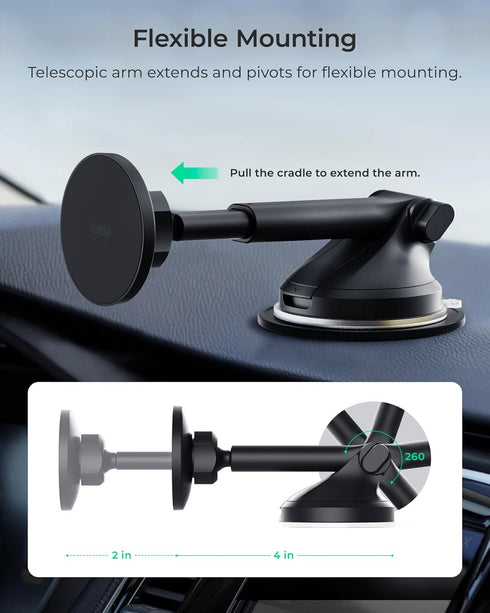 iOttie iTap 3 Magnetic Dash & Windshield Mount Car Phone Holder, Compatible with Qi2, MagSafe, iPhone, and Android