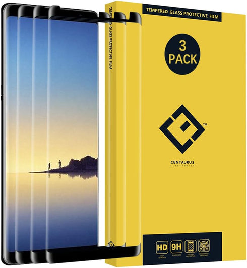 CENTAURUS Glass Screen Protector for Samsung Galaxy Note 8, 3 Pack, Case Friendly, Ultra-Thin, Shatter Proof, Black